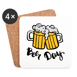 Beer Day - Untersetzer (4er-Set) Personalisierbar - Weiß